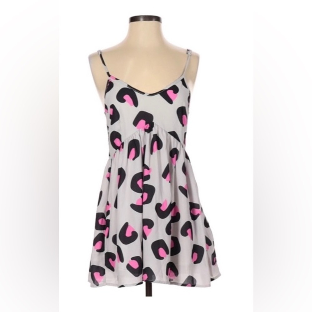 Spaghetti Strap Dress Pink & Black Animal Leopard Print